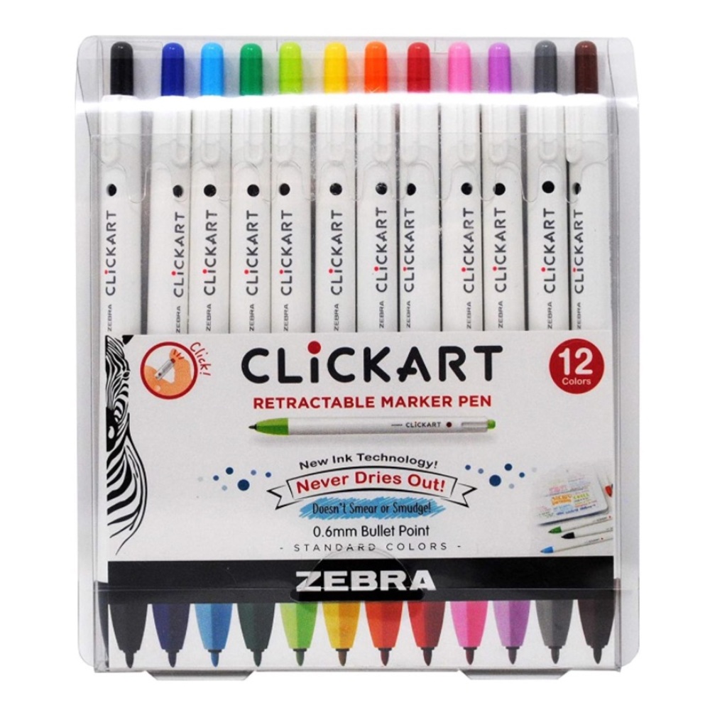 Zebra Clickart Retractable Marker Pen (12 pack)